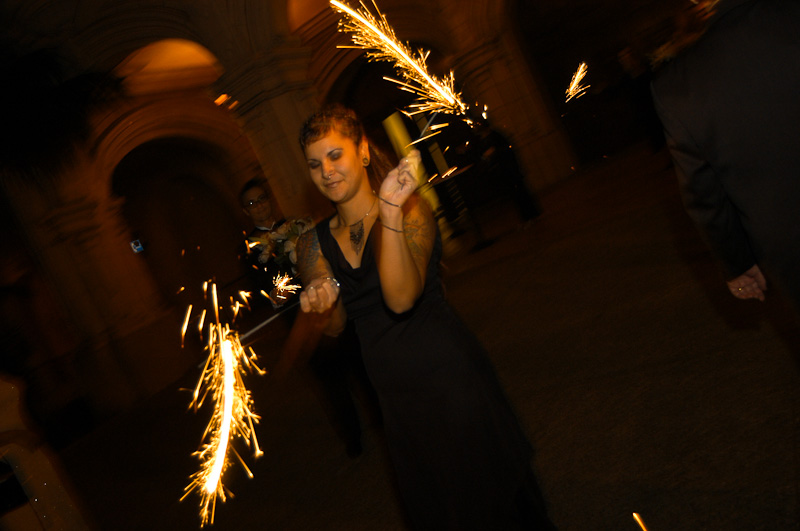 Sparklers after the wedding | A fire dancer at Balboa Park wedding | ©William Bay Photographic Arts-0649